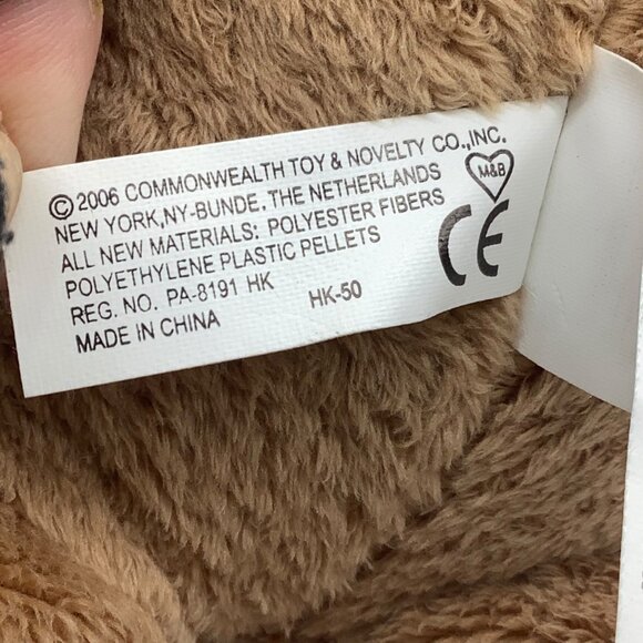 Vtg Easter Brown Plush Bunny Stuffed Animal 16” Pink Polka Dot Bow Commonwealth - Picture 5 of 6